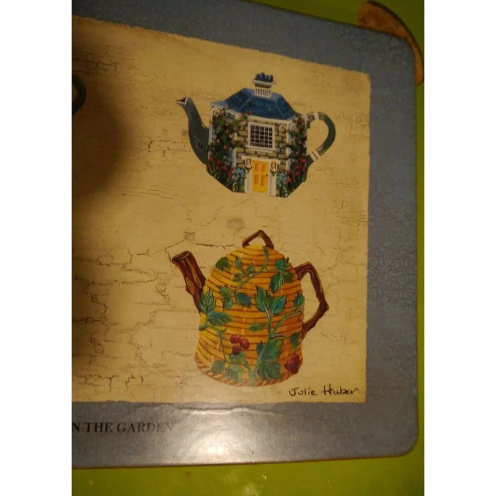 Pimpernel Placemats Tea in the Garden Julie Huber England Teapot Blue Set of 4